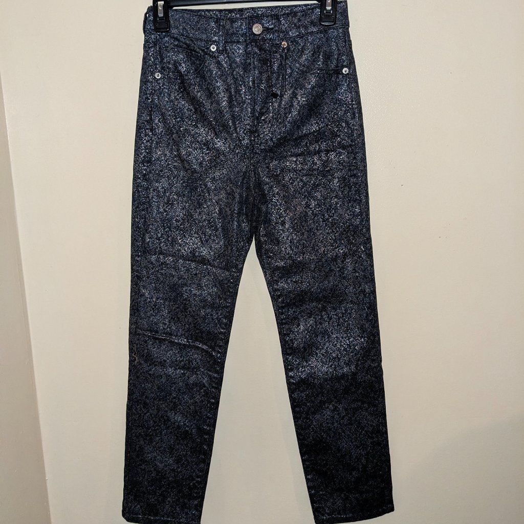 Nwot Women's Express Slim Super High-Rise Blue Sparkle Jeans